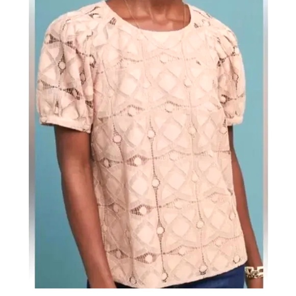 Maeve Blush Lace Top Size S - Picture 2 of 3